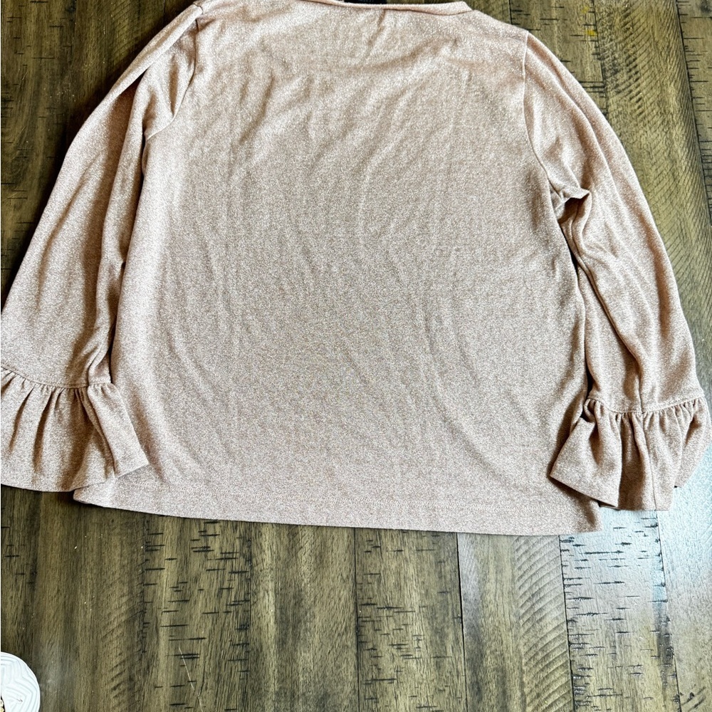 J. Crew sparkle Bell sleeve Metállic champagne Blouse - Picture 4 of 7